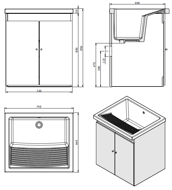 Meuble toilette RIBA 75 cm x 64 cm, achetez dès maintenant !