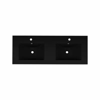 Plan vasque double C�r�s 121cm c�ramique noire - Oz� R�f. VAS-1200CER-N
