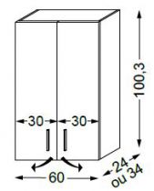 1/2 COL ELEMENTO H:1003 DOUBLE L:600 MELAMINE - SANIJURA Réf. 943021