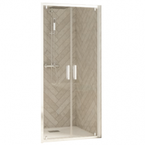 2 portes pivotantes Smart Design 2P 100cm verre transparent profilés Blanc  - KINEDO Réf. PA90226BTNE