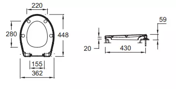 Siège WC à Descente Progressive Jacob Delafon - Modèle Ola / New Ola - Blanc - Charnières Inox - Fermeture Douce Et Silencieuse