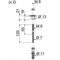 AF5012 FIXATIONS DE LAVABO LONGUEUR 120 MM - WIRQUIN Réf. 39120006