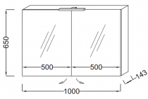 Armoire de toilette 100cm 2 portes avec éclairage Led intérieur basalte - JACOB DELAFON Réf. EB1365-N23