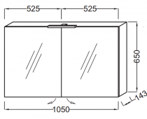 Armoire de toilette 105cm 2 portes avec éclairage Led intérieur basalte - JACOB DELAFON Réf. EB1366