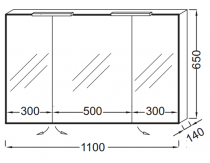 Armoire de toilette 110cm 3 portes avec éclairage Led intérieur basalte - JACOB DELAFON Réf. EB1367