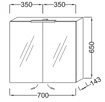 Armoire de toilette 70cm 2 portes avec éclairage Led intérieur basalte - JACOB DELAFON Réf. EB1363