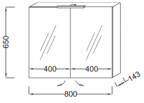 Armoire de toilette 80cm 2 portes avec éclairage Led intérieur basalte - JACOB DELAFON Réf. EB1364-N23