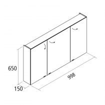 Armoire de toilette Alliance 100x65cm 3 portes miroir - SALGAR Réf. 24063