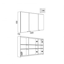 Armoire de toilette Alliance 100x65cm 3 portes miroir - SALGAR Réf. 24063