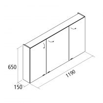 Armoire de toilette Alliance 120x65cm 3 portes miroir - SALGAR Réf. 24596