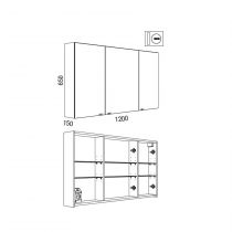 Armoire de toilette Alliance 120x65cm 3 portes miroir - SALGAR Réf. 24596