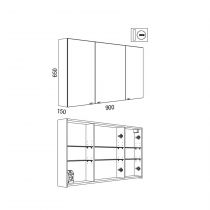 Armoire de toilette Alliance 90x65cm 3 portes miroir - SALGAR Réf. 24595