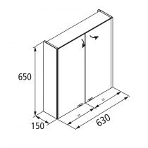 Armoire de toilette Alliance Led 21,5W 63x65cm 2 portes miroir double - SALGAR Réf. 83218