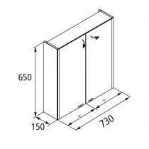 Armoire de toilette Alliance Led 21,5W 73x65cm 2 portes miroir double - SALGAR Réf. 83219