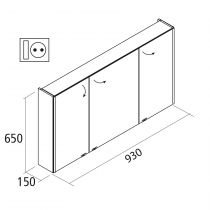 Armoire de toilette Alliance Led 21,5W 93x65cm 2 portes miroir double - SALGAR Réf. 83221