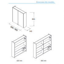 Armoire de toilette Schwan 60cm 2 portes Blanc - SALGAR Réf. 24076