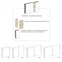 Armoire de toilette Signature 120cm LED 20,16W 2 portes miroir double face / Laque au choix - DECOTEC