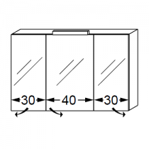 Armoire de toilette Swing Box 100cm 3 portes double miroir / mélaminé 17 couleurs au choix - SANIJURA Réf. 934015