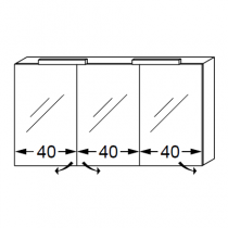 Armoire de toilette Swing Box 120cm 3 portes double miroir / mélaminé 17 couleurs au choix - SANIJURA Réf. 934016