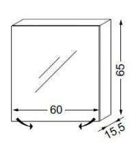 ARM.TOILETTE SHINY BOX L:600 GAUCHE / 2C LAQUES 650X134.5 - SANIJURA Réf. 934403