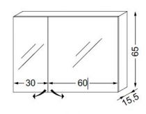 ARM.TOILETTE SHINY BOX L:900 2 COTES LAQUES 650X134.5 - SANIJURA Réf. 934406