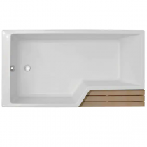 Baignoire bain-douche Neo (seule) 160 x 90/70 acrylique version gauche Blanc mat - Jacob Delafon Réf. E6D000L-WPM