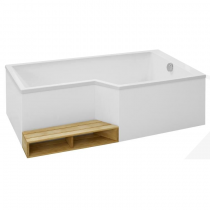 Baignoire bain-douche Neo 160 x 90/70 acrylique version droite Blanc mat - Jacob Delafon Réf. CE6D000R-WPM