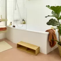 Baignoire Bastille bain-douche (seule) 170x90/60cm version gauche blanc brillant antid&eacute;rapant - JACOB DELAFON R&eacute;f. E6D214L-F-00