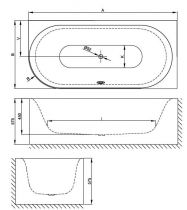 Baignoire BetteLux Oval V Silhouette 1750 x 800 x 450 mm - 150 L - Finition blanc - BETTE Réf. 3435-000CELVS