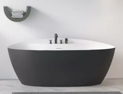 BAIGNOIRE ILOT / OCEANIDE / 175x85 / Acrylique noir et  blanc mat - Atelier du Bain R�f. OCEA175X85ANBM