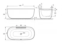 Baignoire &icirc;lot Bastille acrylique 170x80cm avec vidage inclus Laqu&eacute; Aigue marine satin&eacute;e - JACOB DELAFON R&eacute;f. E6D511-S50