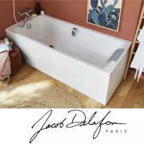 Baignoire rectangulaire Od&eacute;on Up 180x80cm Min&eacute;racryl&reg; blanc brillant avec poign&eacute;es & repose-t&ecirc;te - JACOB DELAFON R&eacute;f. E6048-00