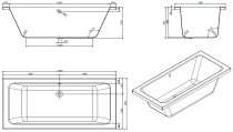 Baignoire rectangulaire Plan 180x80cm acrylique Blanc - SANINDUSA Réf. 803300
