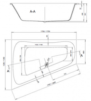 Baignoire trapézoïdale Garbo 170x120cm installation à gauche Blanc - LEDA Réf. L16GAA0701