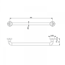 Barre d\'appui droite 45cm à fixer (5 finitions) - ODESIGN Réf. A5002004