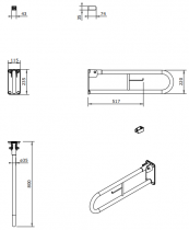 Barre d\'appui pliante avec support papier New WCCare Inox brossé - SANINDUSA Réf. 4296813