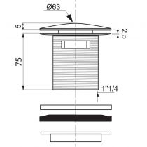 Bonde lavabo Quick Clac avec trop plein BLACK TOUCH - WIRQUIN Réf. 30722855