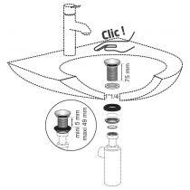 Bonde lavabo Quick Clac sans trop plein Chromé - WIRQUIN Réf. 30723104 