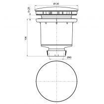 Bonde receveur verticale TOURBILLON dôme ABS D90 vertical - WIRQUIN Réf. 30723746