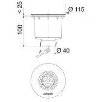 Bonde verticale TOURBILLON grille inox D90 vertical - WIRQUIN Réf. 30721058