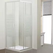 Cabine d\'angle Alizé 90x90cm verre sérigraphié profilé Blanc - OZE Réf. ALIZE90SB