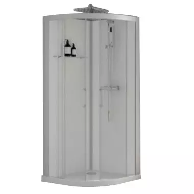 Cabine de douche 1/4 de rond Brooklyn 90x90cm verre transparent profil�s Gris - KINEDO R�f. CA270GTNE