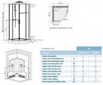 Cabine de douche 1/4 de rond Brooklyn 90x90cm verre transparent profilés Gris - KINEDO Réf. CA270GTNE