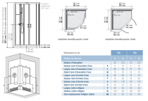 Cabine de douche 1/4 de rond Eden 90 receveur 9cm  portes pivotantes profilé Chromé verre Transparent - KINEDO Réf. CA824