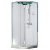 Cabine de douche 1/4 de rond Eden 90x90 portes pivotantes profilé Chromé verre Transparent - KINEDO Réf. CA824