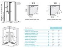 Cabine de douche 1/4 de rond Eden 90x90 portes pivotantes profilé Chromé verre Transparent - KINEDO Réf. CA824