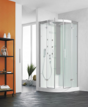 Cabine de douche 1/4 de rond Horizon R Receveur faible hauteur Portes coulissantes Acier - KINEDO Réf. CH118A12