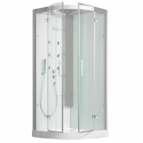 Cabine de douche 1/4 de rond Horizon R Receveur faible hauteur Portes pivotantes Acier - KINEDO Réf. CH138A12