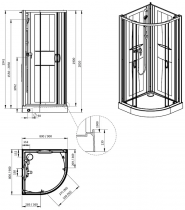 Cabine de douche 1/4 de rond Izi Box 2 80x80cm portes coulissantes Verre central opaque - LEDA Réf. L11IZBQ00801