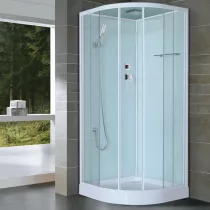Cabine de douche 1/4 de rond Lilo 90x90cm verre transparent profilé Blanc - OZE Réf. LILO90BTSH